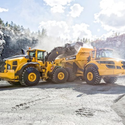 heavy equipment rentals at a job site