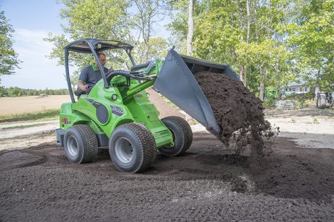 wheel loader with a bucket attachment