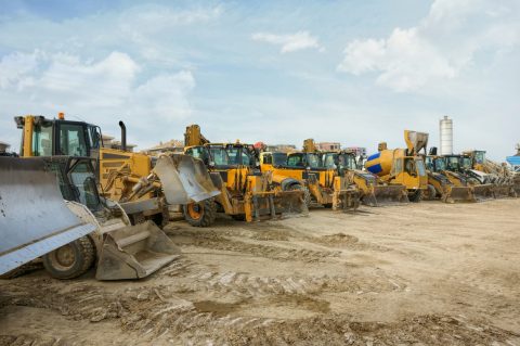 bulldozers at a worksite